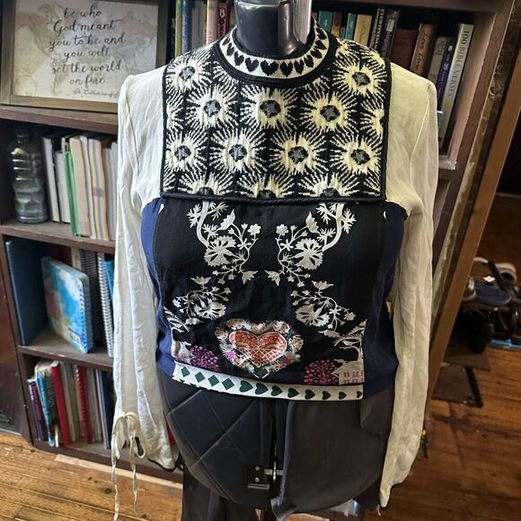 MSGN silk Scandinavian flowy embroidered S boho blouse - Picture 1 of 6
